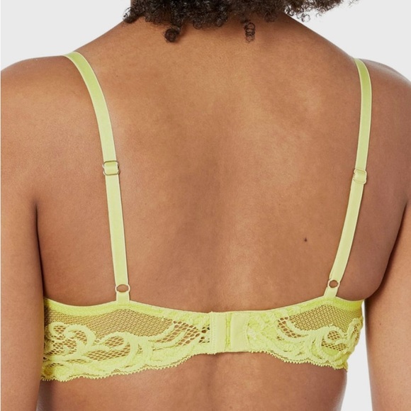 Natori 32DDD Feathers Plunge T-Shirt Bra Bright Yellow Like New Underwire Mesh - Picture 2 of 10
